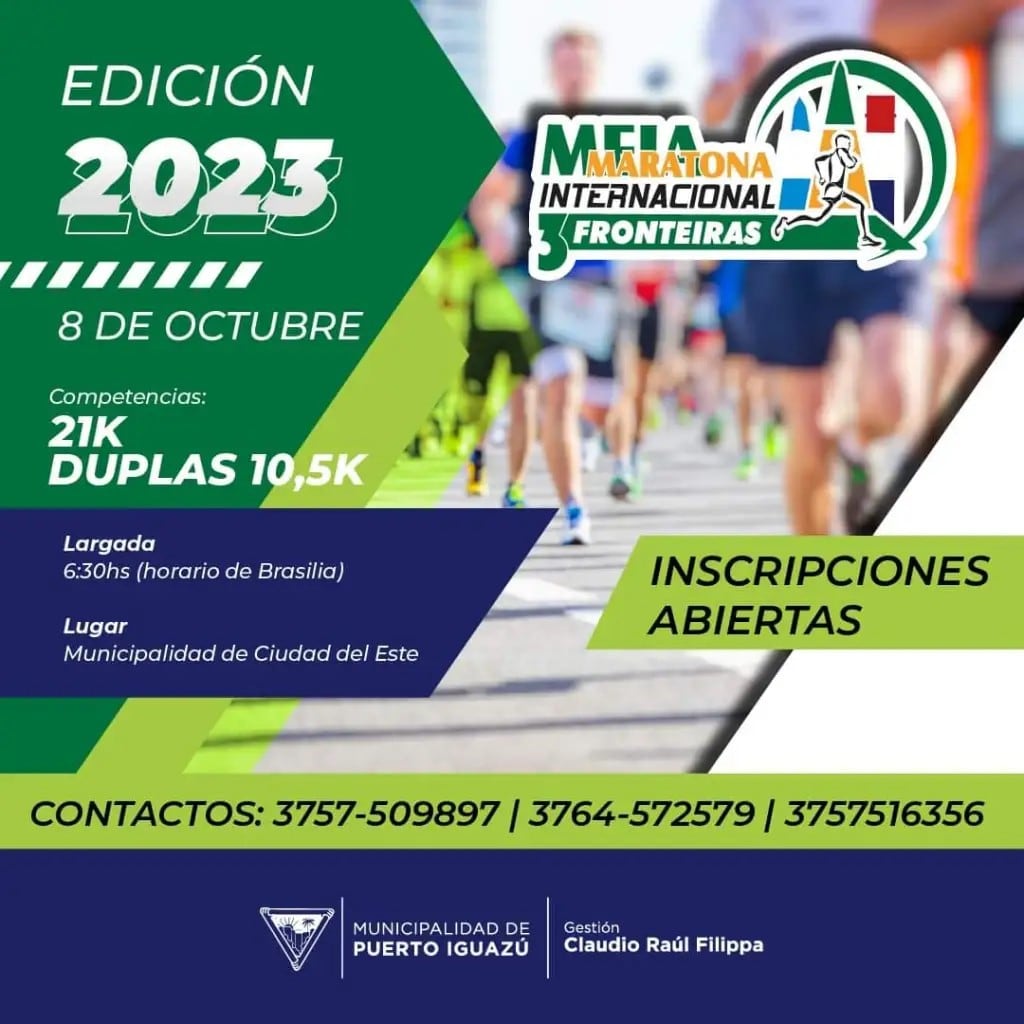 Puerto Iguazú: abrieron las inscripciones para la “Media Maratón Internacional de las Tres Fronteras”.