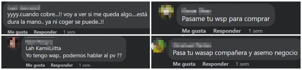 Los comentario que recibe a diario Camila a través de Facebook.