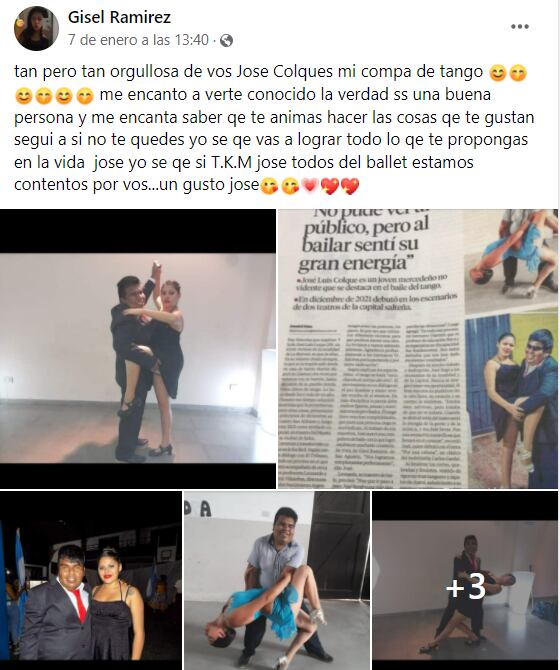 Gisel, la compañera de tango de José, siempre lo ayudó en su aprendizaje.