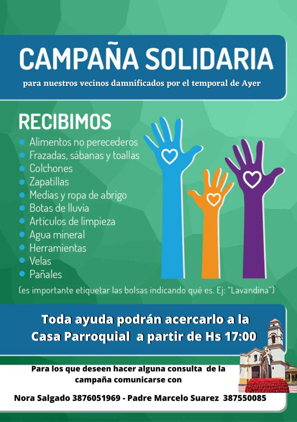 Campaña solidaria por los afectados por el temporal de La Viña.