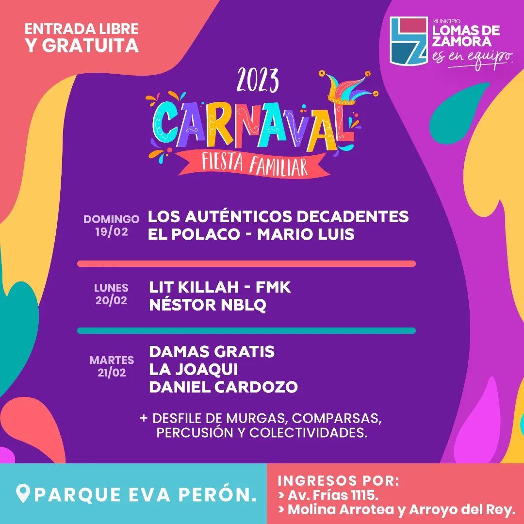 La Joaqui, Lit Killah, FMK y más shows gratuitos durante el fin de semana largo de Carnaval 2023