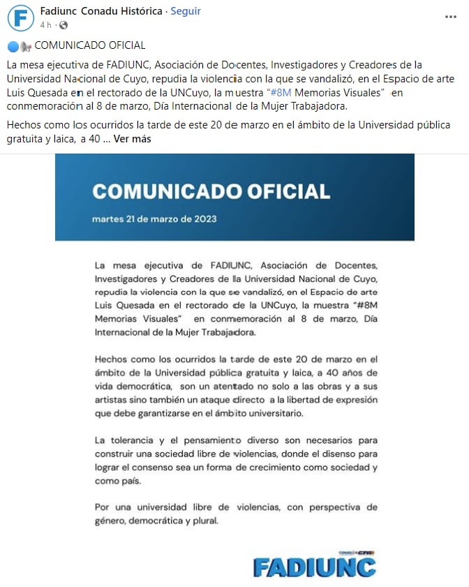 Comunicado de Fadiunc