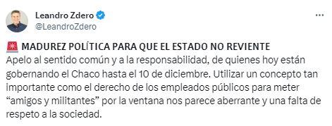 Leandro Zdero cuestionó el intento por nombrar de más de 17 mil empleados públicos en Chaco.