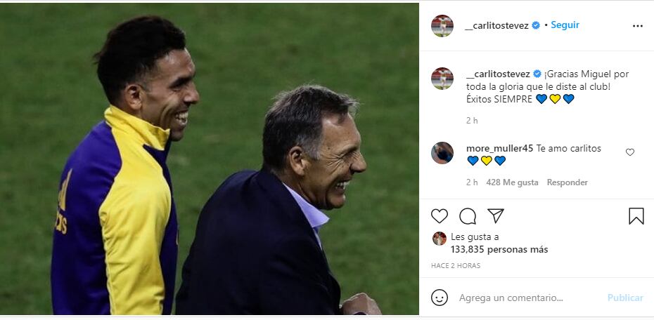 El mensaje de Tevez a Russo: “Gracias Miguel por toda la gloria”