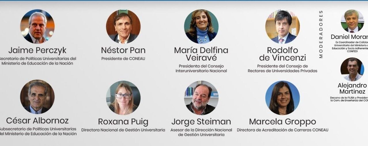 Panel de oradores y moderadores de las Primeras Jornadas Nacionales de Formación Profesional Continua en las Carreras de Ingeniería del Confedi.