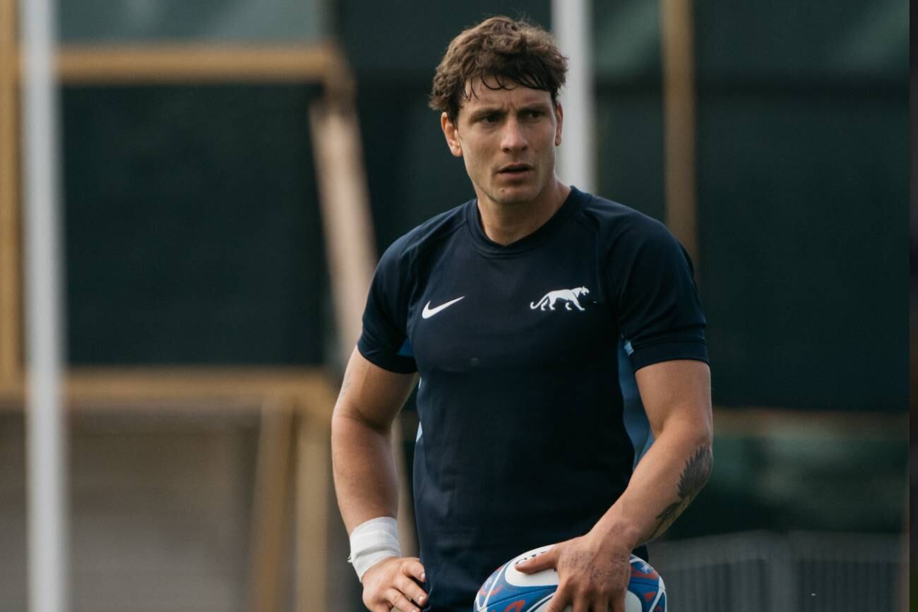 El mendocino Gonzalo Bertranou en un entrenamiento de Los Pumas en Francia, sede de la Copa del Mundo. (Prensa UAR)