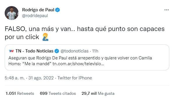 El descargo de Rodrigo de Paul