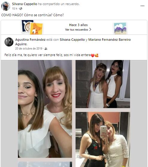 El doloroso recuerdo que compartió la madre de Agustina Fernández por el Día de la Madre.