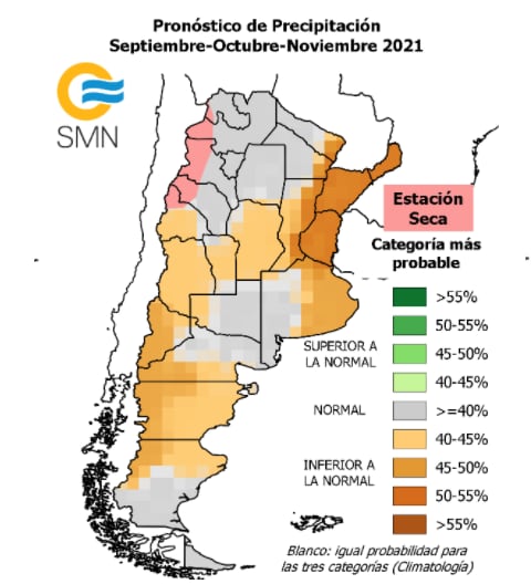 También se espera que haya pocas lluvias en Mendoza durante la primavera.