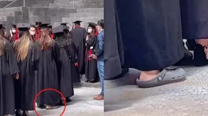 Se graduó en crocs y se hizo viral en TikTok.