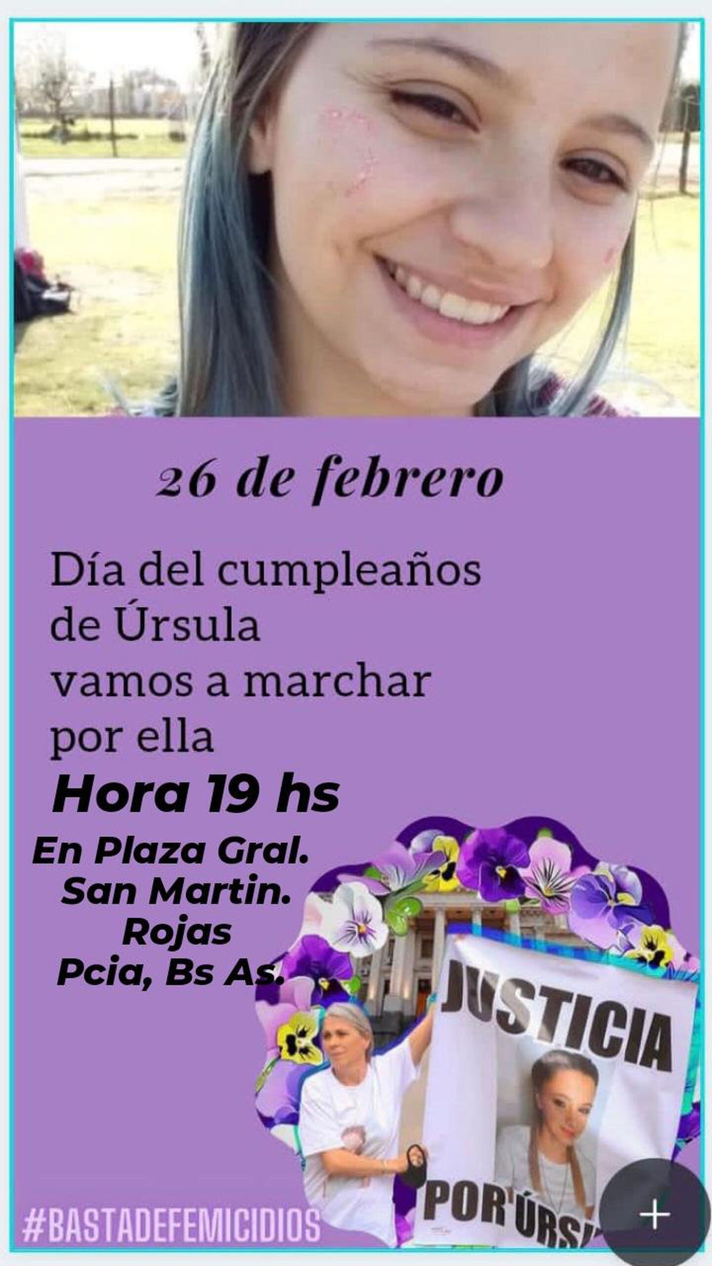 Marcha en memoria de Úrsula Bahillo en Rojas.