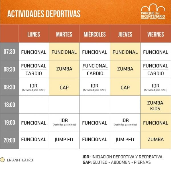 Los Parques de la Familia y del Bicentenario ofrecen actividades deportivas y recreativas para todas las edades.