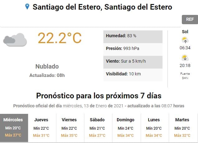 Servicio Meteorológico Nacional.