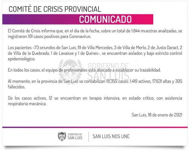 Se presentó el informe diario del estado epidemiológico de la provincia.