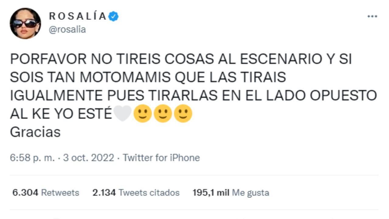 El tajante pedido de Rosalía para quienes asisten a sus shows del “Motomami Tour”.