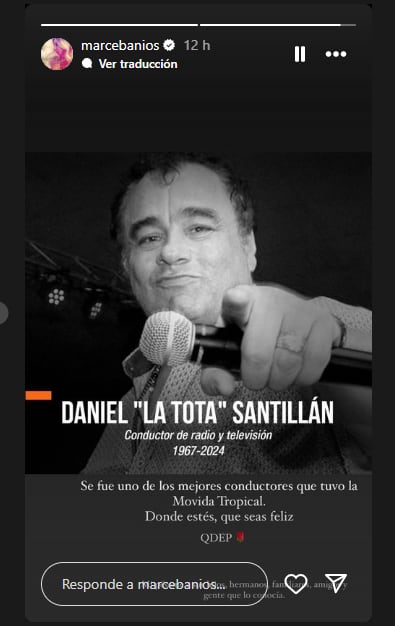 El mensaje de Marcela Baños por la muerte de "La Tota" Santillán