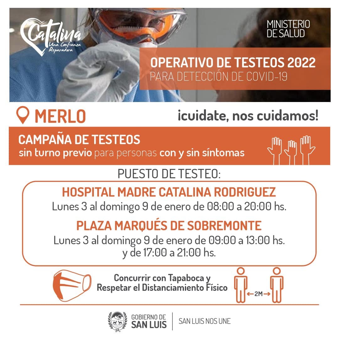 Testeos por coronavirus en la Provincia de San Luis