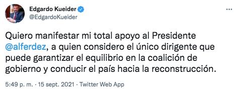 El apoyo que recibió Alberto Fernández por Twitter.