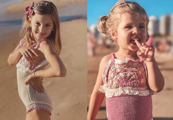 Las hijas de Mery impusieron sus looks tejidos en las playas de Punta del Este.