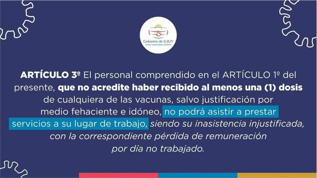 El decreto 696 establece claramente la penalización que se aplicará a los trabajadores estatales que no se hayan inmunizado contra la Covid-19.