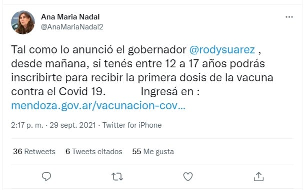 El anuncio de la ministra Nadal en su red social. Gentileza