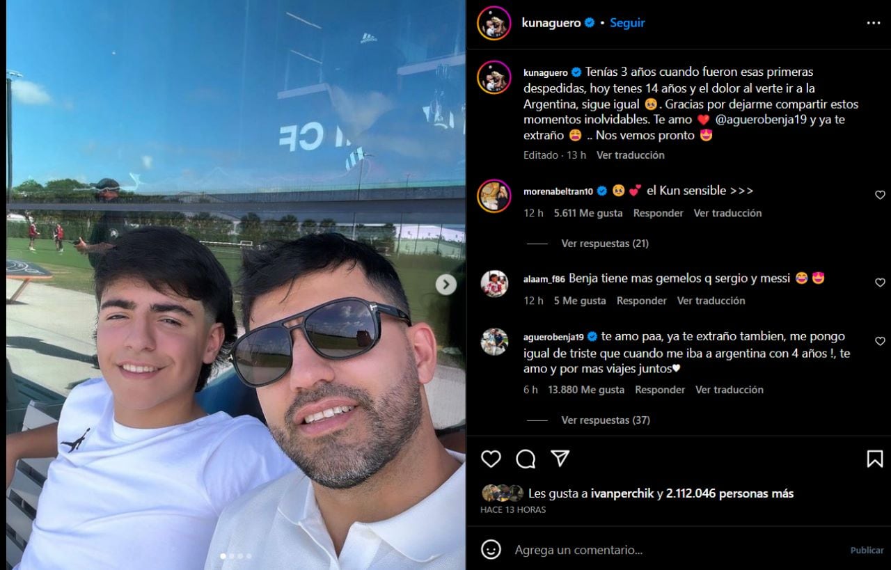 Agüero le dedicó un post de Instagram a su hijo