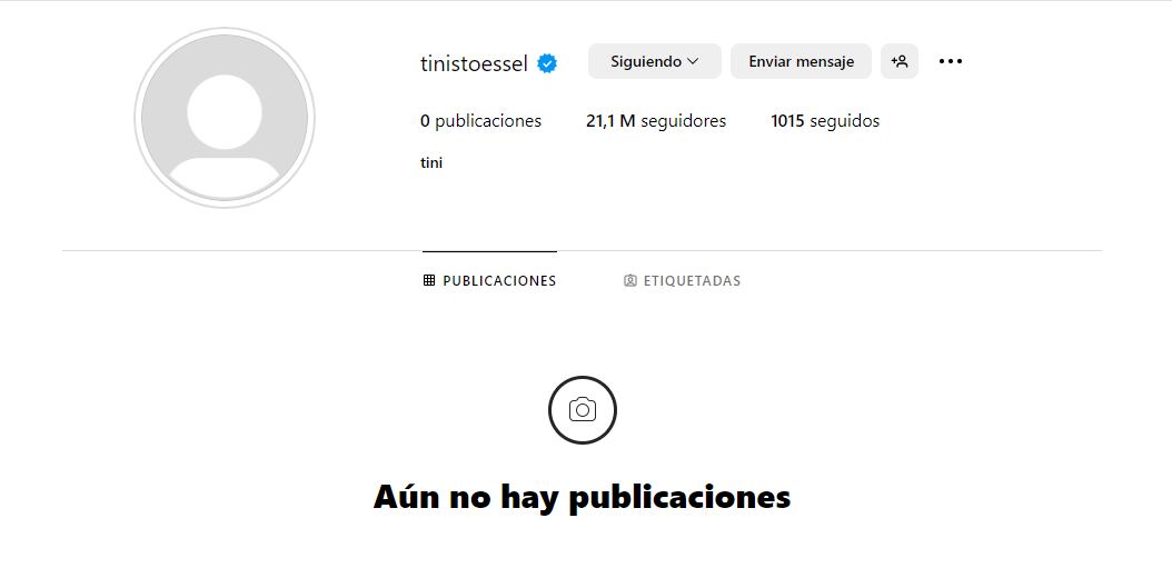 Tini Stoessel borró su foto de perfil y todas sus publicaciones de Instagram.