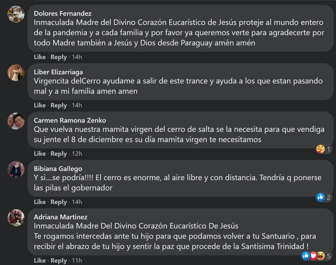 En las redes, los fieles piden el regreso a las actividades de la Virgen del Cerro.