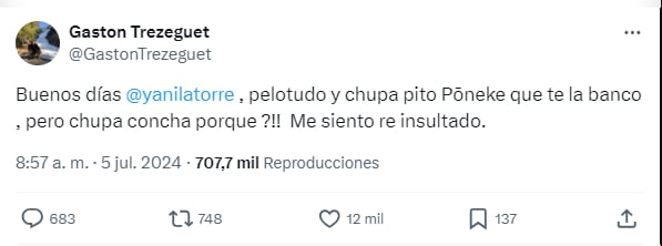 El fuerte aviso de Gastón Trezeguet para Yanina Latorre