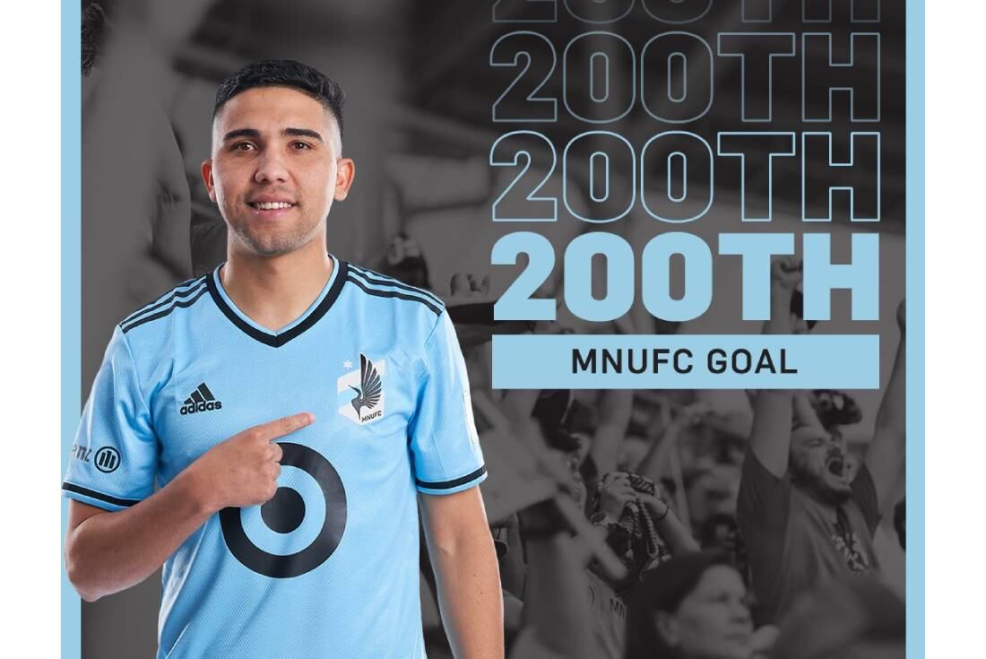 Bebelo Reynoso anotó en el empate de Minnesota United en Los Angeles y fue el gol 200 en la historia de la franquicia en la MLS. (@MNUFC)