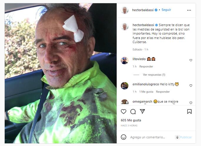 El posteo explicando el accidente.