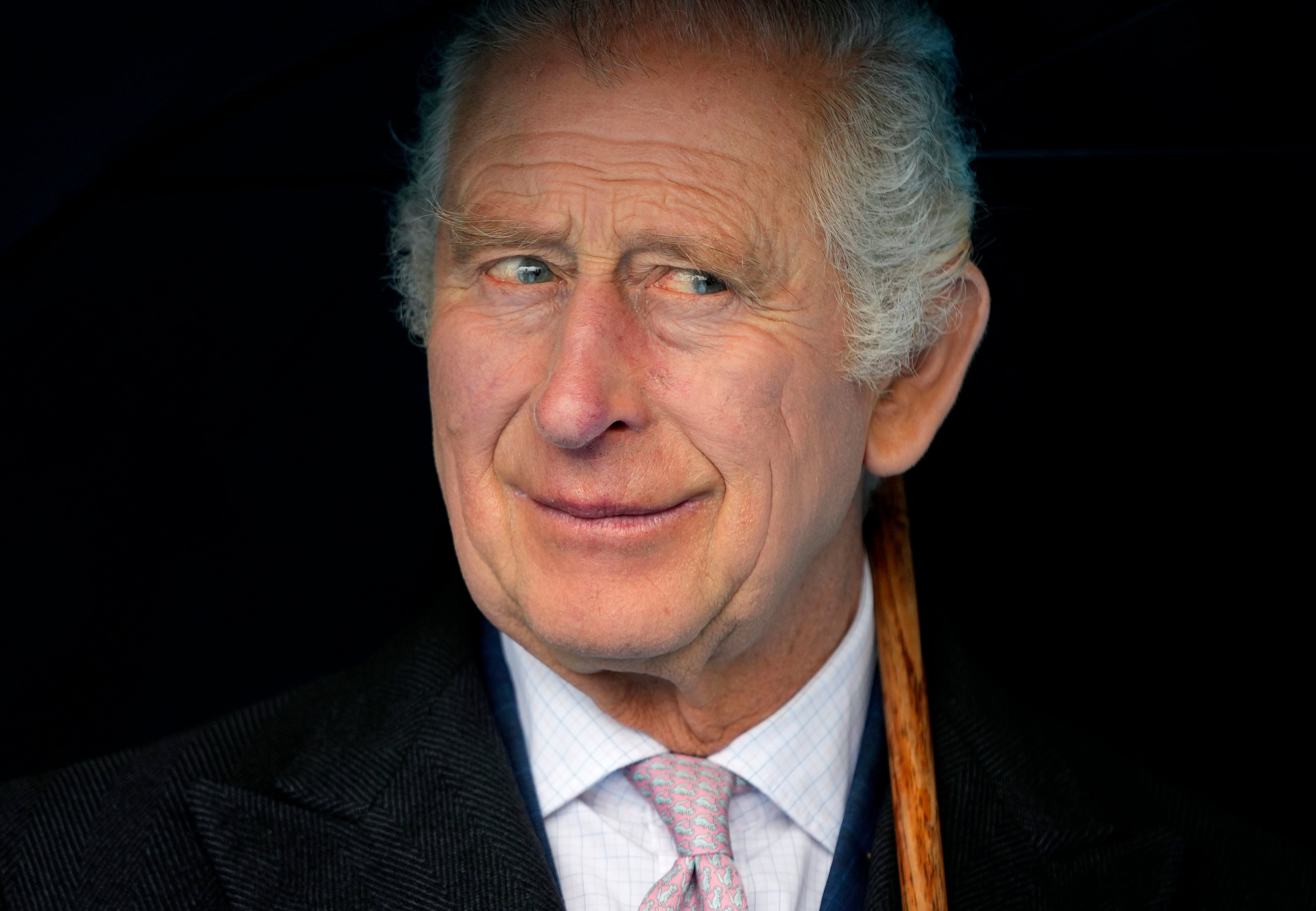 ARCHIVO - El rey Carlos III de Inglaterra sonríe durante un paseo en barco en Hamburgo, Alemania, el viernes 31 de marzo de 2023. (AP Foto/Matthias Schrader, Pool, Archivo)