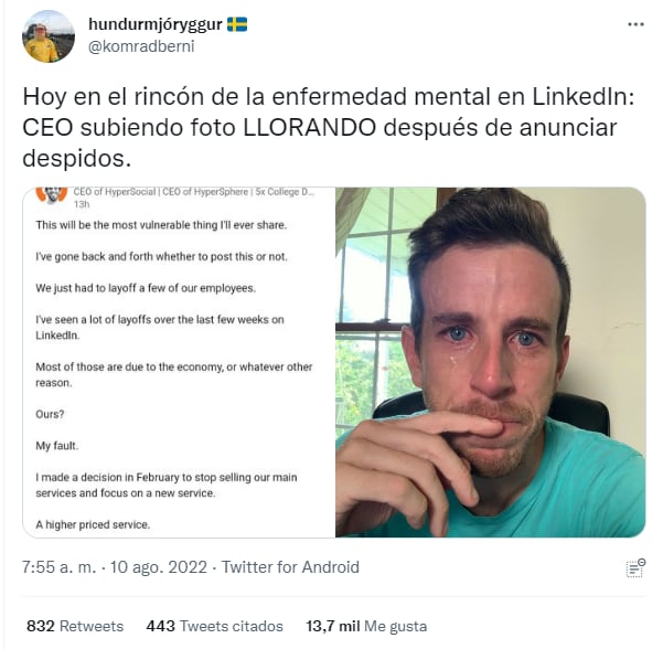 La reacción de Twitter tras el posteo viral del CEO.