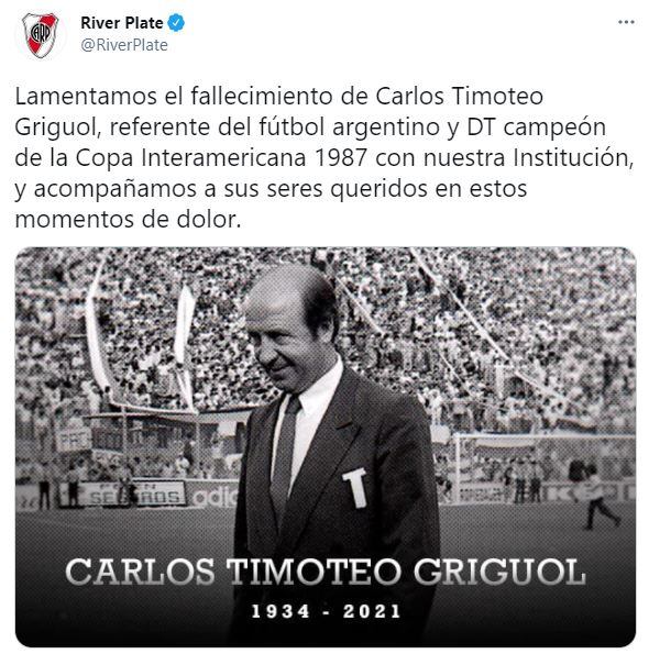 River recordó a Carlos Griguol.