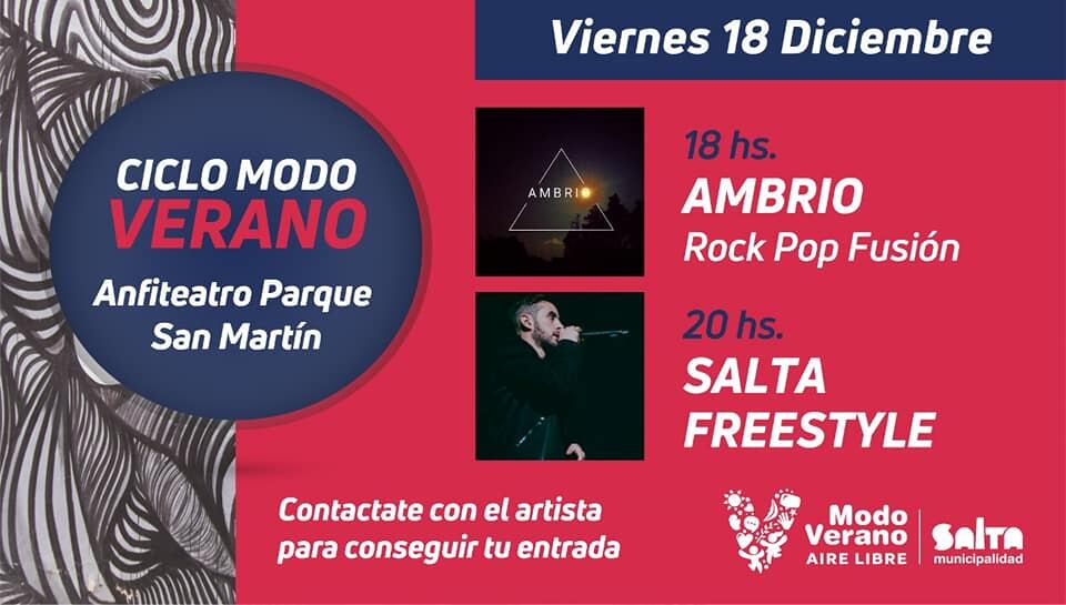 Los artistas que se presentan este viernes 18 en el Anfiteatro del Parque San Martín.