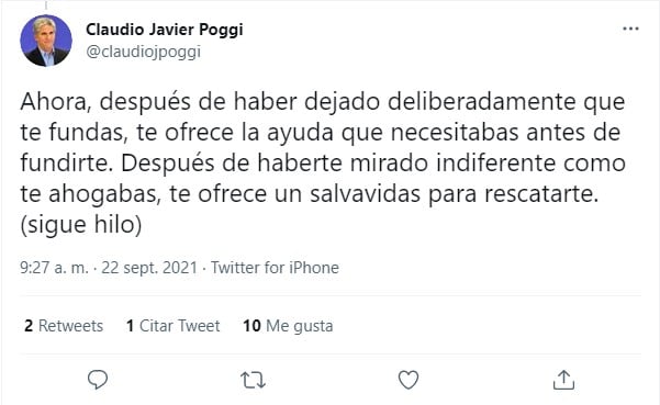 Tweet de Claudio poggi