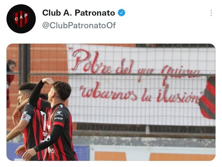 La publicación de la cuenta oficial de Patronato