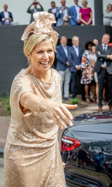 La monarca deslumbró con su imponente look brilloso que eligió para un evento formal en su país, Holanda.