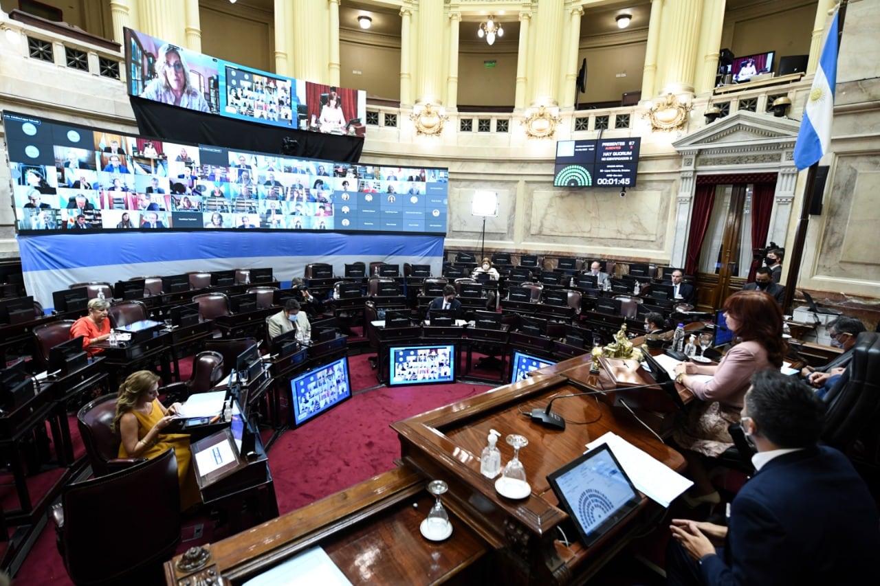 Sesión pública especial remota del  Senado de la Nación en la que se tratan dictámenes de la Comisión de Acuerdos y la modificación de la Ley 27.442 de Defensa de la Competencia; el 04 de Febrero de 2021, en Buenos Aires, Argentina.