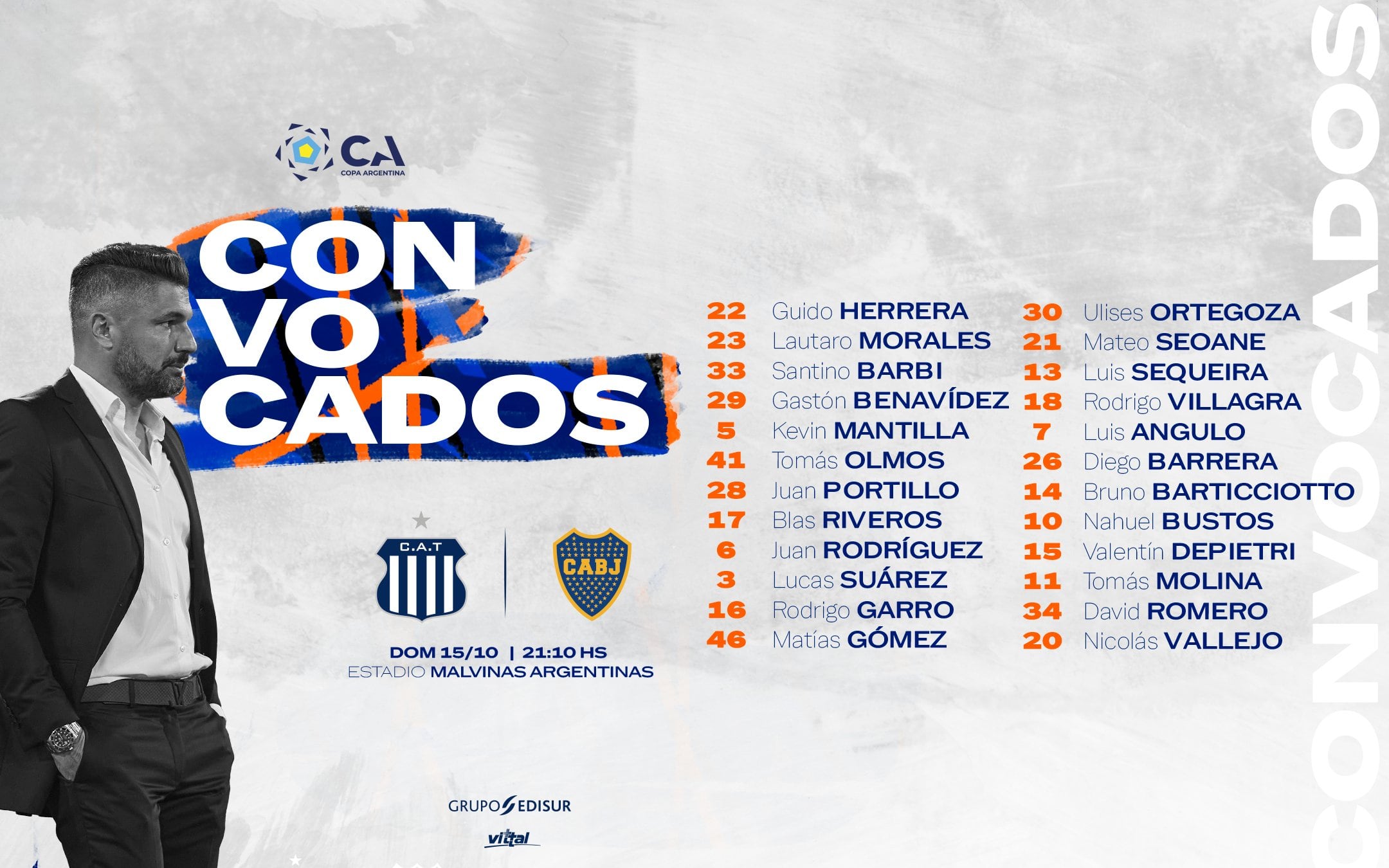 Los elegidos de Javier Gandolfi en Talleres para enfrentar a Boca.