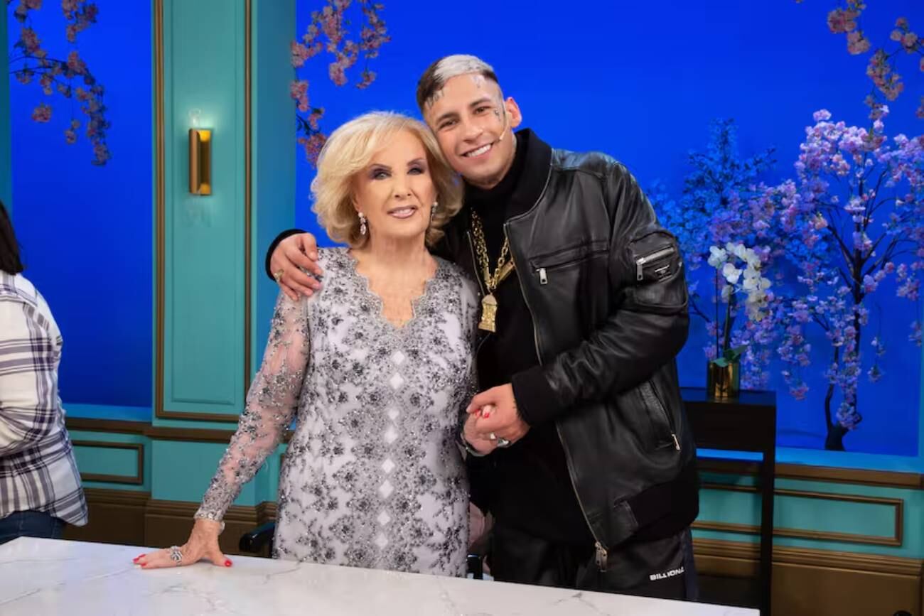 Mirtha Legrand y L-Gante, antes de la mesaza del sábado a la noche. (eltrece)