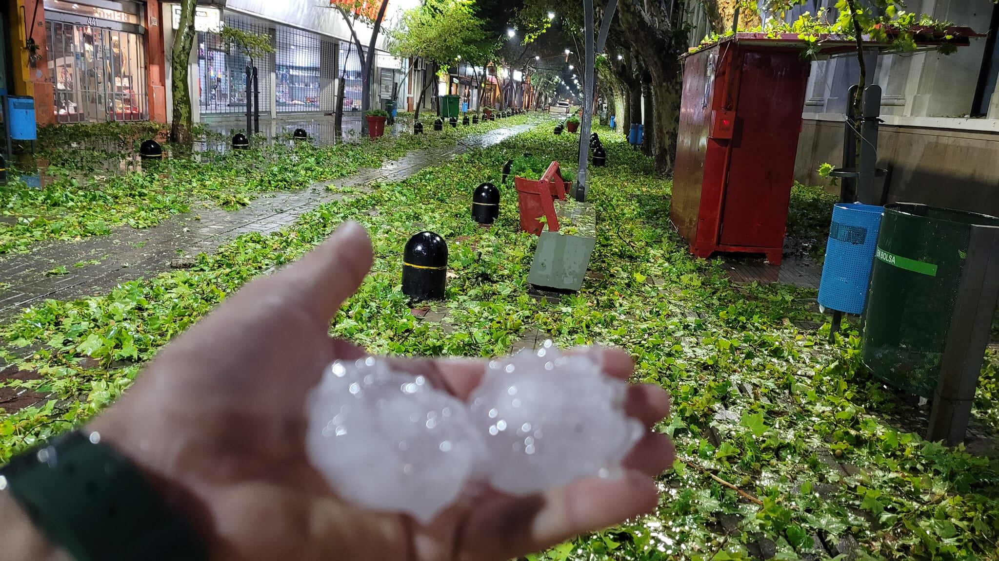 Temporal en Villa Mercedes. Granizo