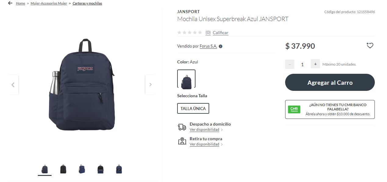 Esto es lo que vale una mochila JanSport en Chile.