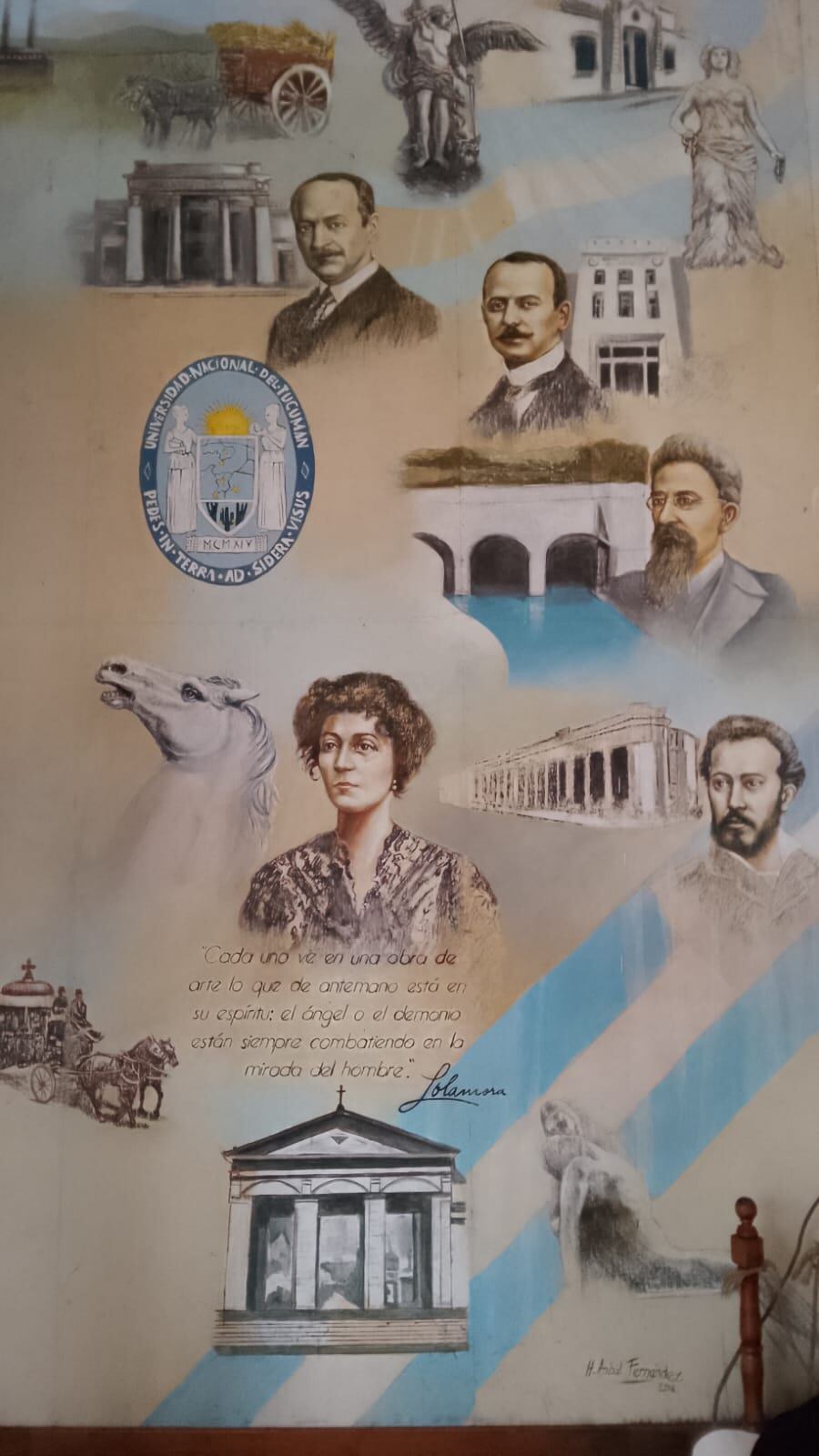 Mural a Lola Mora en el Cementerio del Oeste, del pintor Aníbal Fernández