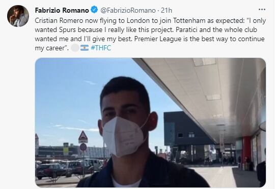 Cristian Romero. El "Cuti" viajará a Londres para continuar con los trámites de su pase.