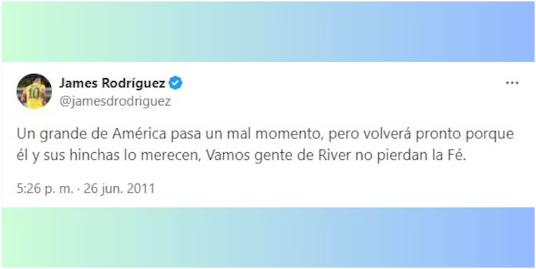 El inesperado guiño de James Rodríguez que hace soñar a los hinchas de River