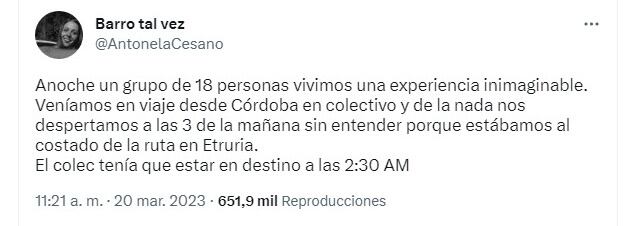 El inicio del mensaje en Twitter.