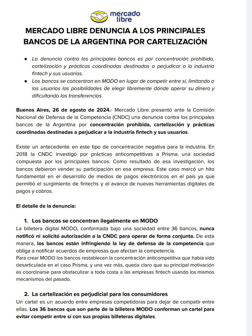 Presentada contra 36 bancos de Argentina.