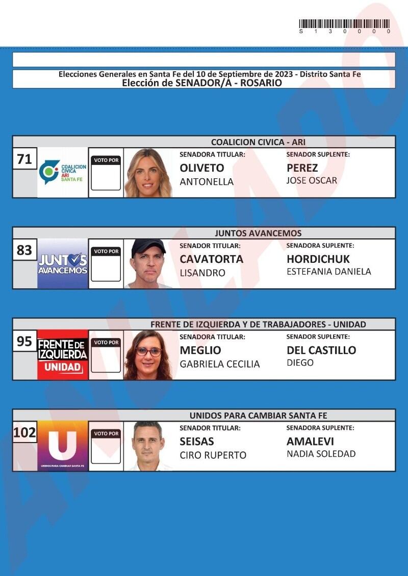 Las Boletas se identificarán con colores