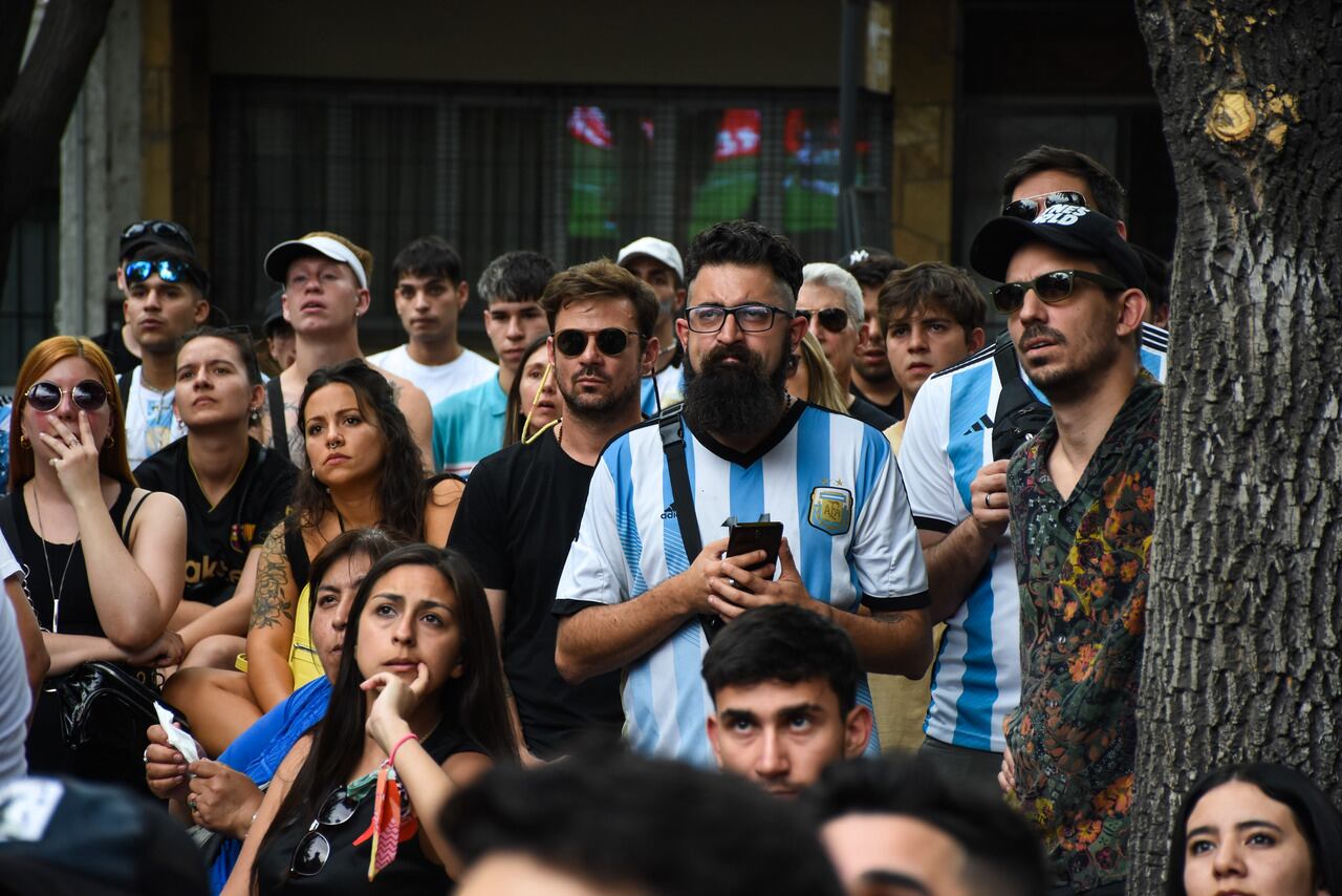 El centro de Mendoza se vistio de celeste y blanco para festejas el 2 a 0 de Argentinas  vs Mexico.